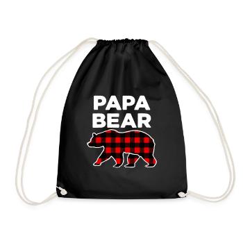 Papa Dad Bear Buffalo Plaid Family Matching Xmas - Turnbeutel - Schwarz - Vorne