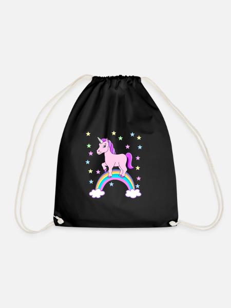 Einhorn Regenbogen Geschenkidee - Turnbeutel - Schwarz