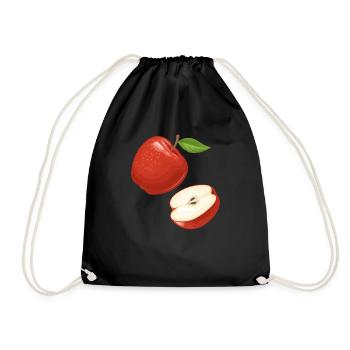 Apple Motif Tshirt | Fruit Fruit T-Shirt | - Drawstring Bag - black - Front