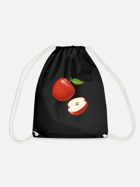 Apfel Motiv Tshirt | Frucht Obst T-Shirt | - Turnbeutel - Schwarz