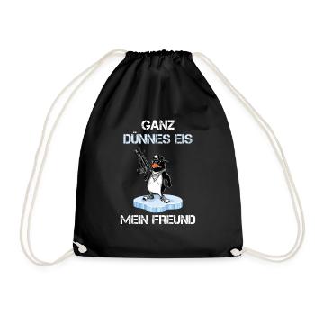 De la glace très mince, mon ami. T-shirt pingouin | - Sac de sport léger - noir - Devant