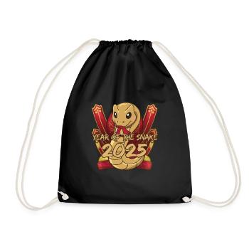 Chinese Year 2025 Year of the Snake - Drawstring Bag - black - Front