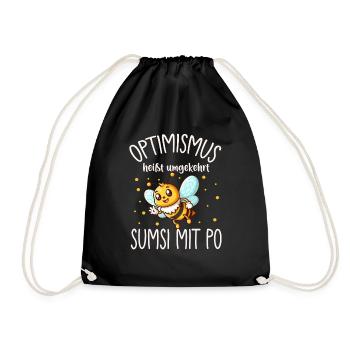 Optimism means conversely Sumsi with buttocks funnier - Drawstring Bag - black - Front
