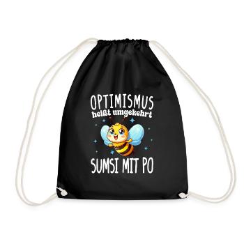 Optimism means conversely Sumsi with buttocks funnier - Drawstring Bag - black - Front