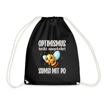 Optimism means conversely Sumsi with buttocks funnier - Drawstring Bag - black - Front
