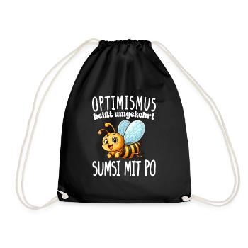 Optimism means conversely Sumsi with buttocks funnier - Drawstring Bag - black - Front