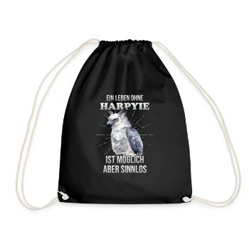 Harpyie Spruch Tshirt | Cooles Vogel Greifvogel | - Turnbeutel - Schwarz - Vorne