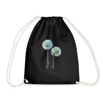 Dandelion Happiness and Love Inspirational Design - Drawstring Bag - black - Front