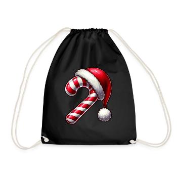 Christmas candy cane with hat - Drawstring Bag - black - Front