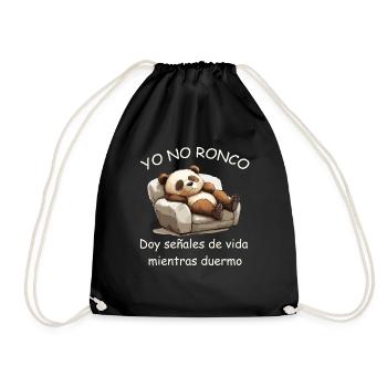 YO NO RONCO â Panda Quote Spanish Humor - Drawstring Bag - black - Front