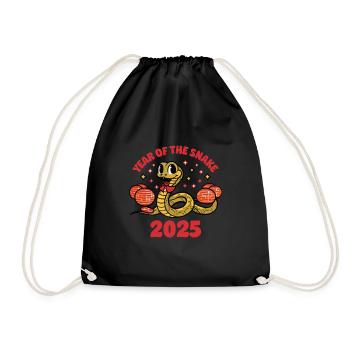 Chinese Year 2025 Year of the Snake - Drawstring Bag - black - Front