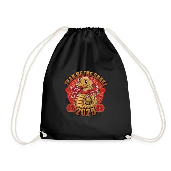 Chinese Year 2025 Year of the Snake - Drawstring Bag - black - Front