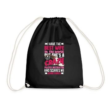 Beste Ehefrau Crazy Pilates Trainerin - Turnbeutel - Schwarz - Vorne
