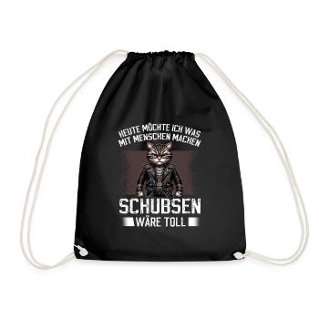 Today I want to push people cat - Drawstring Bag - black - Front