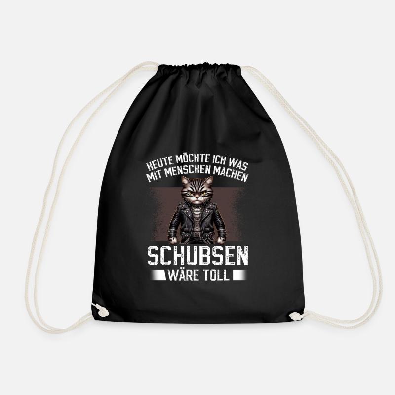 Heute Möchte Ich Menschen Schubsen Katze - Turnbeutel - Schwarz
