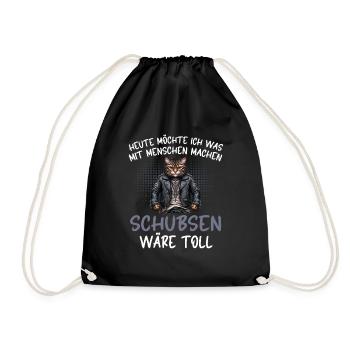 Today I want to push people cat - Drawstring Bag - black - Front