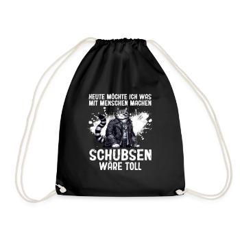 Today I want to push people cat - Drawstring Bag - black - Front