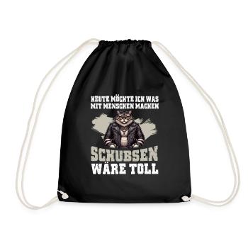 Today I want to push people cat - Drawstring Bag - black - Front
