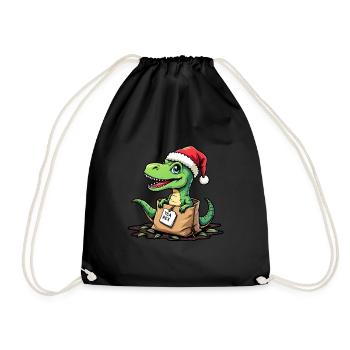 Tea Rex Dinosaurier Weihnachtsmann Mütze - Turnbeutel - Schwarz - Vorne