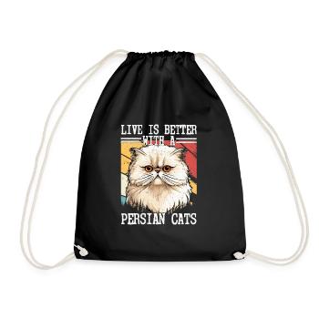 Live Is Better With A Persian Cats Cat Owner Kitte - Turnbeutel - Schwarz - Vorne