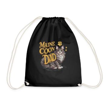Maine Coon Dad Father Kitten Cat - Turnbeutel - Schwarz - Vorne
