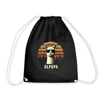 Alpapa Alpaka Lama Fan Liebhaber Dad Vater - Turnbeutel - Schwarz - Vorne