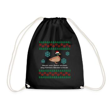 Drôle de dicton avec un canard tricoté de Noël laid - Sac de sport léger - noir - Devant