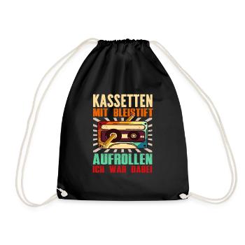Kassetten Player Mixtape Musik 80er Vintage Retro - Turnbeutel - Schwarz - Vorne