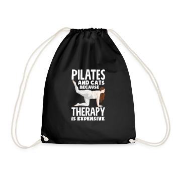 Le Pilates et les chats parce que la thérapie coûte cher - Sac de sport léger - noir - Devant