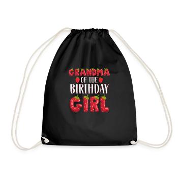 Grandma Of The Birthday Girl Strawberry First Bday - Drawstring Bag - black - Front