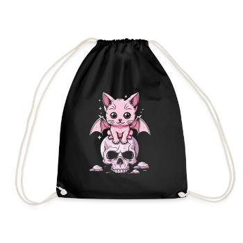 Kawaii Chat Pastel Goth Mignon Effrayant - Sac de sport léger - noir - Devant