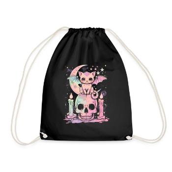 Kawaii Chat Pastel Goth Mignon Effrayant - Sac de sport léger - noir - Devant