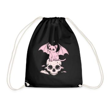 Kawaii Chat Pastel Goth Mignon Effrayant - Sac de sport léger - noir - Devant