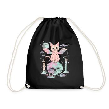 Kawaii Chat Pastel Goth Mignon Effrayant - Sac de sport léger - noir - Devant