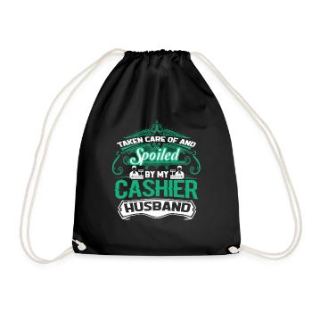 Cashier Spoiled By My Cashier - Drawstring Bag - black - Front