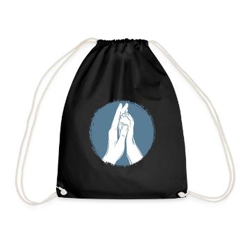 Hand + Dog Paw - High Five - Dog Fan - Drawstring Bag - black - Front
