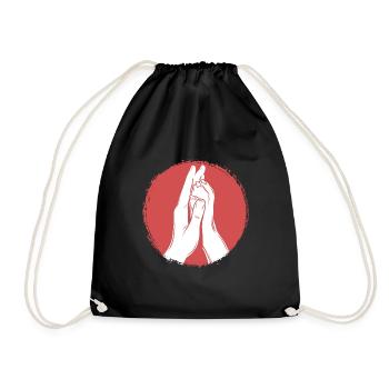 Hand + Dog Paw - High Five - Dog Fan - Drawstring Bag - black - Front