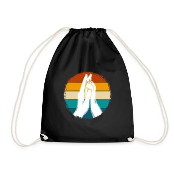 Hand + Dog Paw - High Five - Dog Fan - Drawstring Bag - black - Front