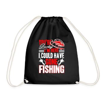 Fishing I Could Have Gone Fishing - Drawstring Bag - black - Front