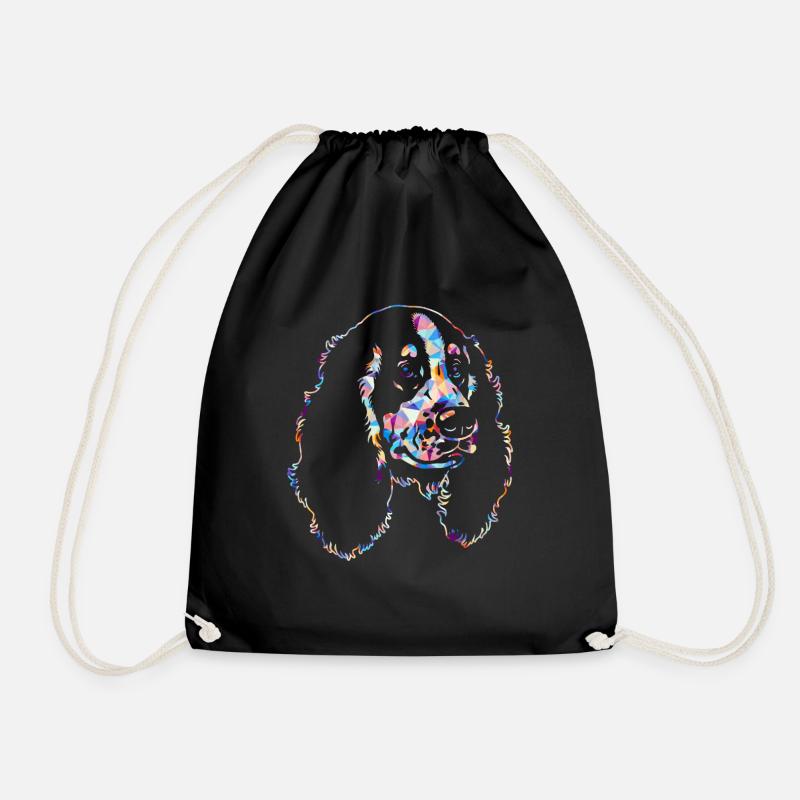 Cocker Spaniel Geometric - Drawstring Bag - black