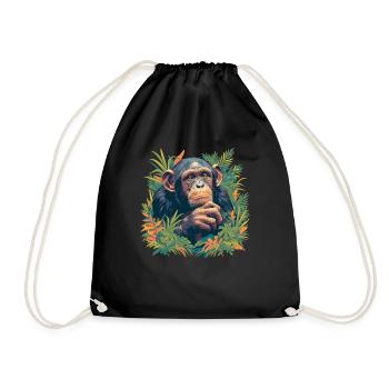 Chimpanzee Schimpansen Schimpanse - Drawstring Bag - black - Front