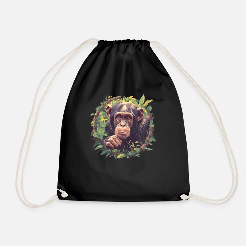Chimpanzee Schimpansen Schimpanse - Turnbeutel - Schwarz