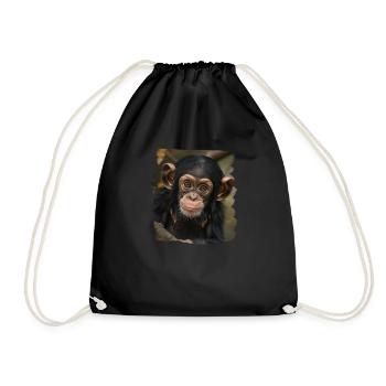 Chimpanzee Schimpansen Schimpanse - Turnbeutel - Schwarz - Vorne