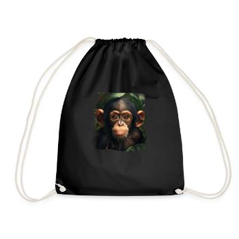 Chimpanzee Schimpansen Schimpanse - Turnbeutel - Schwarz - Vorne