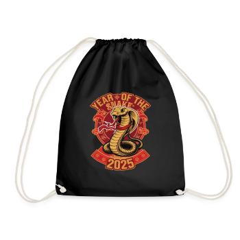 Chinese Year 2025 Year of the Snake - Drawstring Bag - black - Front