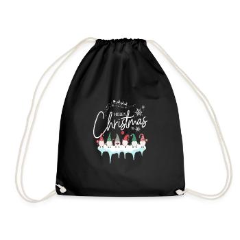 Christmas merry christmas snow gnomes - Drawstring Bag - black - Front