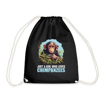 Chimpanzee Schimpansen Schimpanse - Drawstring Bag - black - Front