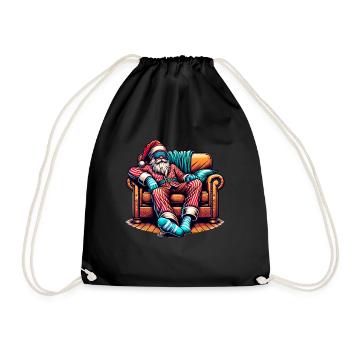 Sleep lazy Santa Claus This is my Christmas pajama - Turnbeutel - Schwarz - Vorne