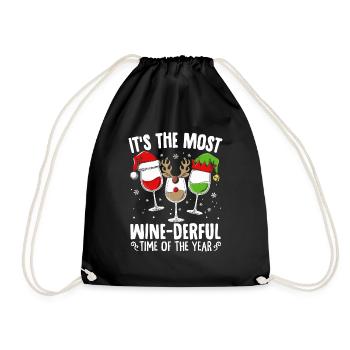 It's The Most Wine-derful Time Of The Year Santa C - Drawstring Bag - black - Front