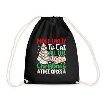 Most Likely To Eat All The Christmas Tree Cakes Co - Drawstring Bag - black - Front